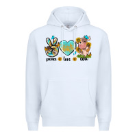 White peace love cute cow Premium Hoodie - NancyCooperArtShop