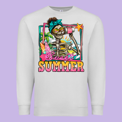 Sweet Summer Skeleton Premium Sweatshirt Designed By Jasminsmagicworld