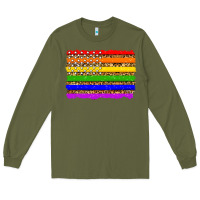 Army Green lgbtq and usa flag Long Sleeve Tee - Zillion Design Studio