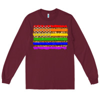 Burgundy lgbtq and usa flag Long Sleeve Tee - Zillion Design Studio