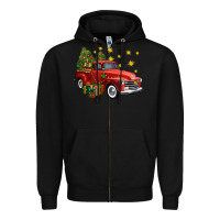 Black christmas truck Zipper Hoodie - FaDigitalArtStudio