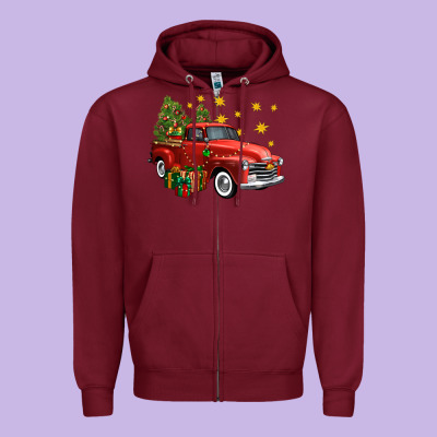 Christmas Truck Zipper Hoodie Designed By Fadigitalartstudio