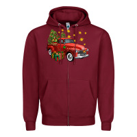 Burgundy christmas truck Zipper Hoodie - FaDigitalArtStudio