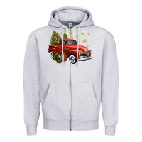 Heather Grey christmas truck Zipper Hoodie - FaDigitalArtStudio