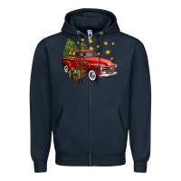 Navy christmas truck Zipper Hoodie - FaDigitalArtStudio
