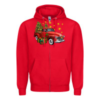 Red christmas truck Zipper Hoodie - FaDigitalArtStudio