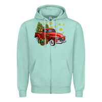 Seafoam christmas truck Zipper Hoodie - FaDigitalArtStudio
