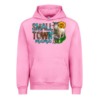 Fuchsia Pink Small Town Mama With Sheeps Urban Hoodie - BundleAndBundleShop