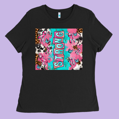 Breast Cancer Awareness Strong Ladies Tee Designed By Adodesignshop