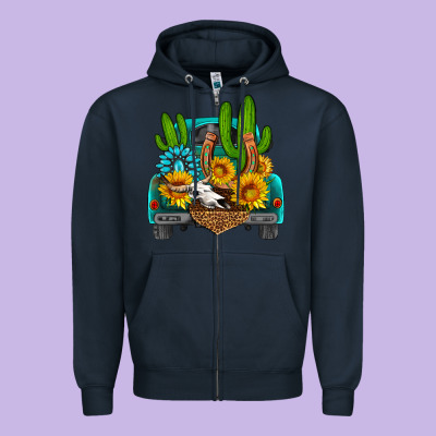 Western Truck Horseshoe Zipper Hoodie Designed By Hra Design Shop