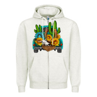 Oatmeal Heather western truck Horseshoe Zipper Hoodie - HRA Design Shop