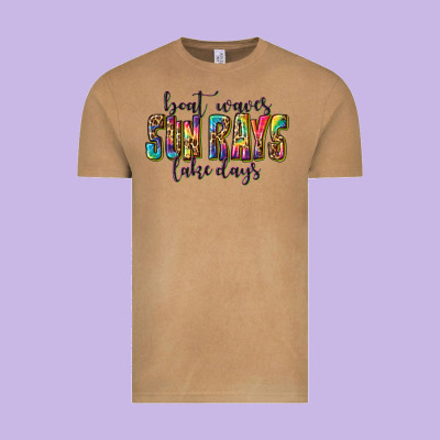 Vintage Tee boat waves sun rays lake days