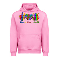 Fuchsia Pink Peace Love Equality Urban Hoodie - BundleAndBundleShop