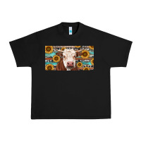 Heifer With Sunflower And Serape Urban Heavy Tee | Teevron