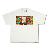Pistachio Heifer With Sunflower And Serape Urban Heavy Tee - RanaPortraitStore