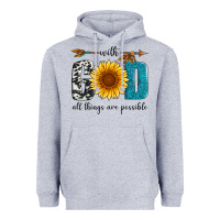 Heather Grey with god all things are possible Heavyweight Hoodie - Artiststas