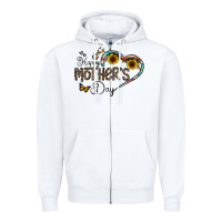 White happy mother's day Zipper Hoodie - CowhideDigitalArt