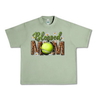 Oil Green blessed mom with tennis and daisy Urban Heavy Tee - texasbilliewilder