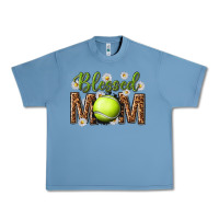 Pebble Blue blessed mom with tennis and daisy Urban Heavy Tee - texasbilliewilder