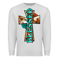 Dove Grey blessed cross Premium Sweatshirt - BarkalooDesign