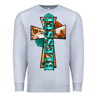 Heather Grey blessed cross Premium Sweatshirt - BarkalooDesign