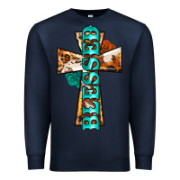 Navy blessed cross Premium Sweatshirt - BarkalooDesign