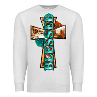 Oatmeal Heather blessed cross Premium Sweatshirt - BarkalooDesign