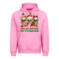 Fuchsia Pink When Your Dead Inside But It's Christmas Urban Hoodie - BundleAndBundleShop