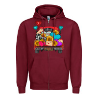 Burgundy western truck with heart Zipper Hoodie - HRA Design Shop