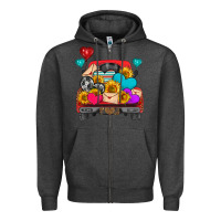 Charcoal Heather western truck with heart Zipper Hoodie - HRA Design Shop