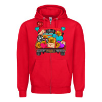 Red western truck with heart Zipper Hoodie - HRA Design Shop