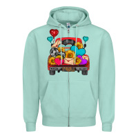 Seafoam western truck with heart Zipper Hoodie - HRA Design Shop