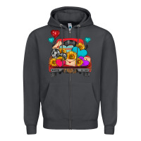 Western Truck With Heart Zipper Hoodie | Teevron