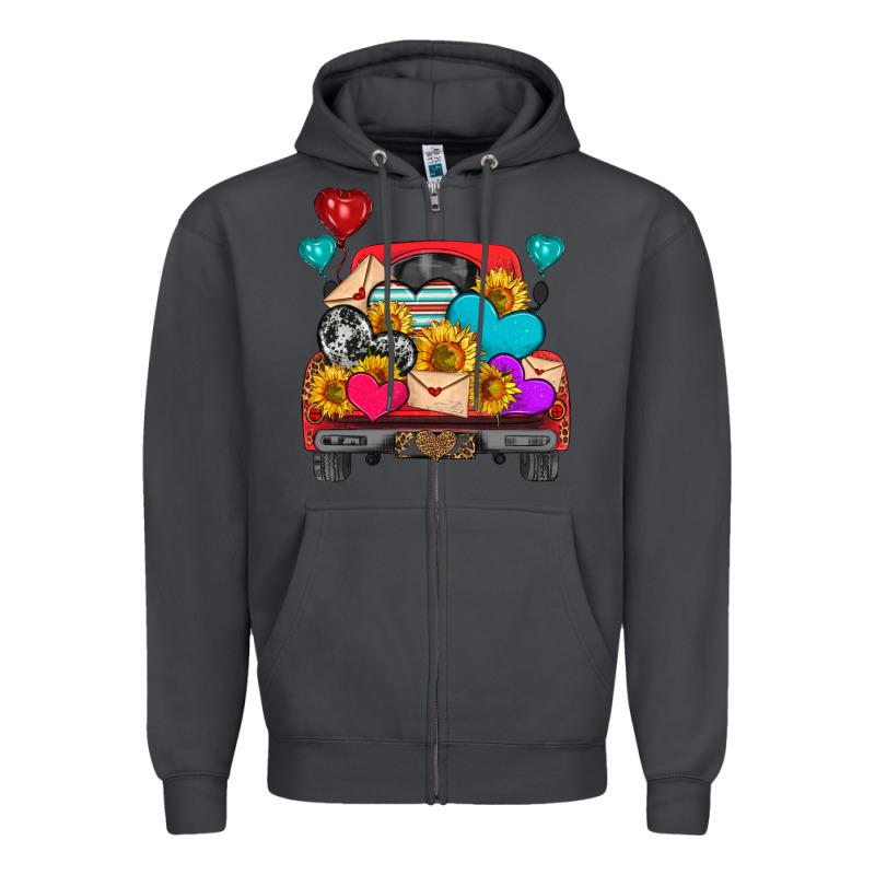 Western Truck With Heart Zipper Hoodie by HRA Design Shop | Teevron