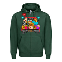 Sports Green western truck with heart Zipper Hoodie - HRA Design Shop