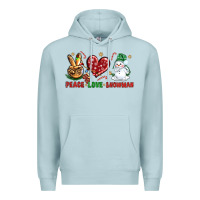 Blue Mist peace love snowman Premium Hoodie - NancyCooperArtShop