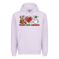 Lilac peace love snowman Premium Hoodie - NancyCooperArtShop