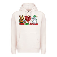 Pale Pink peace love snowman Premium Hoodie - NancyCooperArtShop