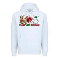White peace love snowman Premium Hoodie - NancyCooperArtShop