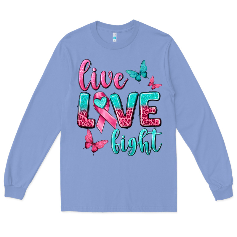 Live Love Fight Breast Cancer Long Sleeve Tee by texasbilliewilder | Teevron