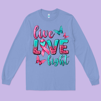 Live Love Fight Breast Cancer Long Sleeve Tee Designed By Texasbilliewilder