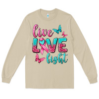 Mushroom Live Love Fight Breast Cancer Long Sleeve Tee - texasbilliewilder