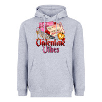 Heather Grey valentine vibes Heavyweight Hoodie - AdoDesignShop