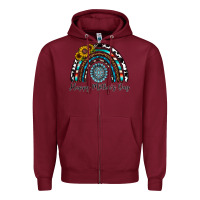 Burgundy happy mother's day rainbow Zipper Hoodie - CowhideDigitalArt