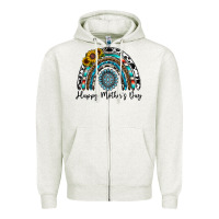 Oatmeal Heather happy mother's day rainbow Zipper Hoodie - CowhideDigitalArt