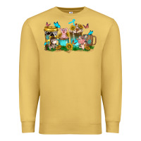 Antique Gold farm cute animals with sunflower coffee cups Premium Sweatshirt - NancyCooperArtShop