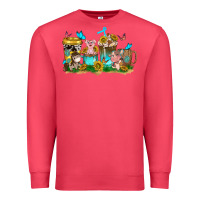 Cardinal farm cute animals with sunflower coffee cups Premium Sweatshirt - NancyCooperArtShop
