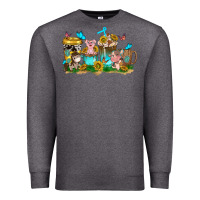 Charcoal Heather farm cute animals with sunflower coffee cups Premium Sweatshirt - NancyCooperArtShop