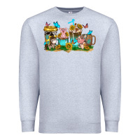 Heather Grey farm cute animals with sunflower coffee cups Premium Sweatshirt - NancyCooperArtShop