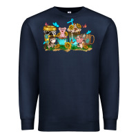 Navy farm cute animals with sunflower coffee cups Premium Sweatshirt - NancyCooperArtShop